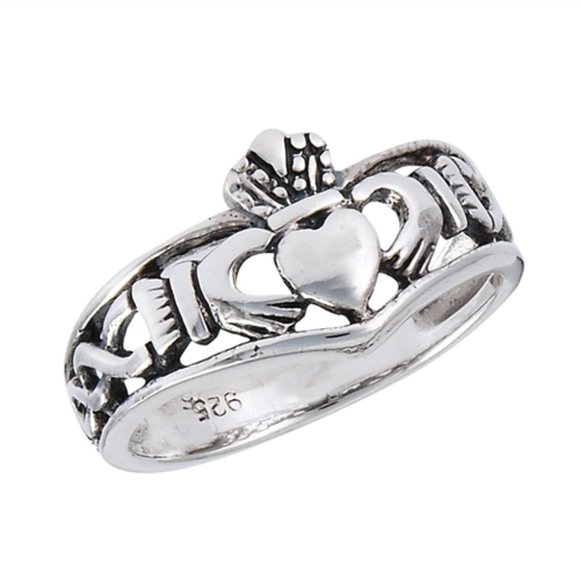 Artisan Jewelry - NWT- Sterling Silver (925) Claddagh Ring with Weave